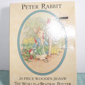 Vintage BEATRIX POTTER 20 Piece Wooden Jigsaw Puzzle PETER RABBIT 1985